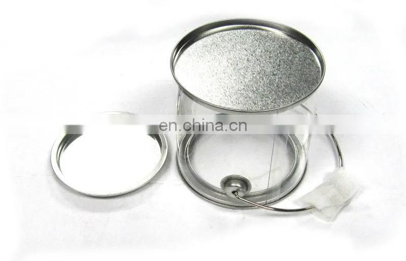 Hot sale round popcorn tin can with pet body