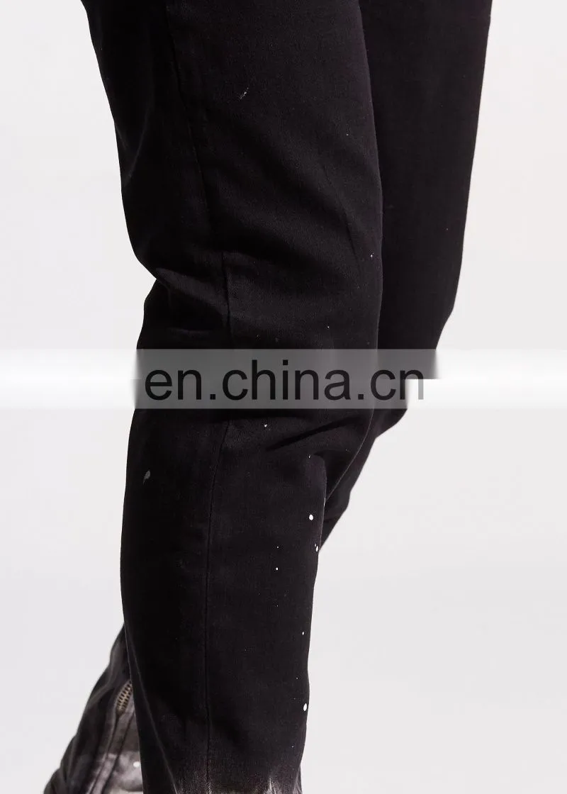 DiZNEW PAINT CUSTOM LOGO BLACK BULK MENS JEANS FOR MEN