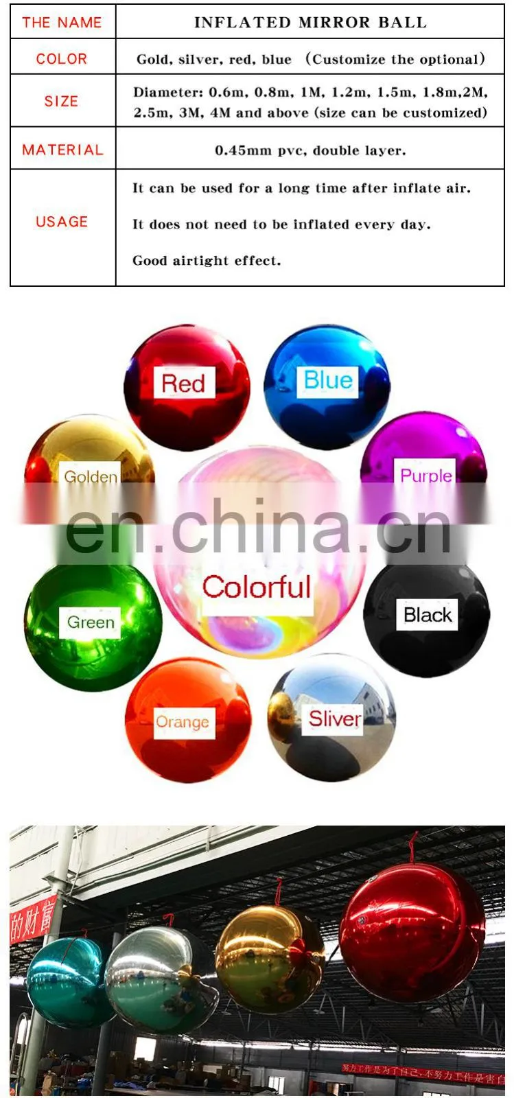 Good Price Colorful PVC Inflatable Reflective Ball Inflatable Christmas Mirror Sphere For Events Advertising Christmas Sale