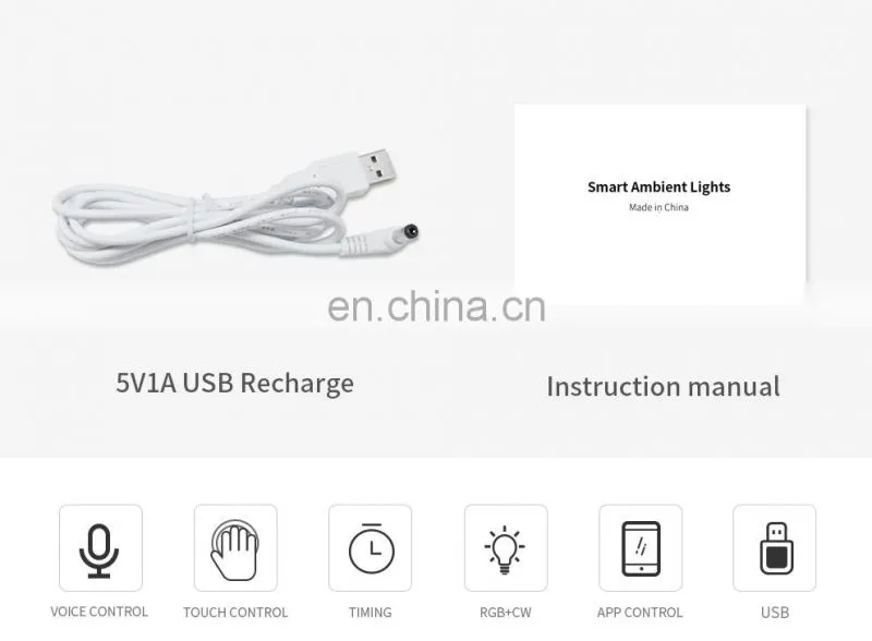 Smart usb charger led color changing night light with Tuya App control
