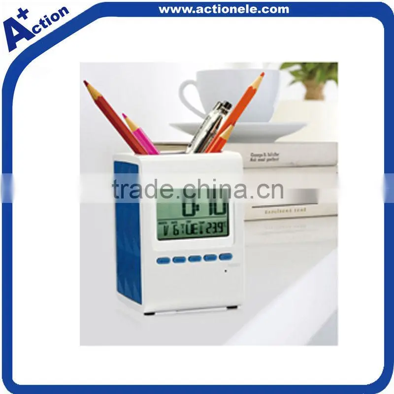 digital standing clock with pen holder