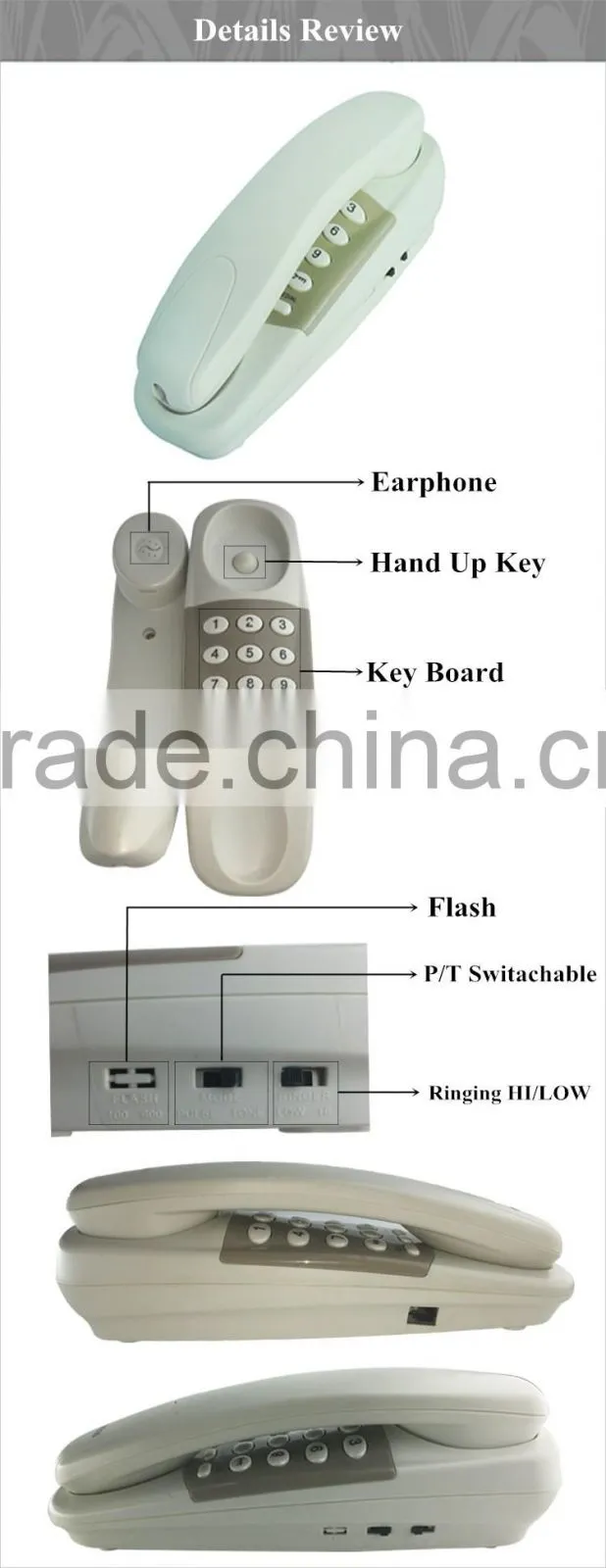 single line wall mount small phone designer wall phones