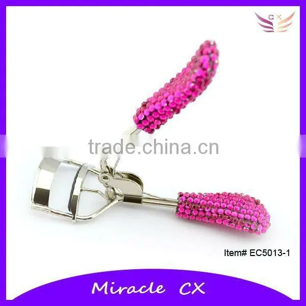 With rhinestones colored glitter handle eyelash curler