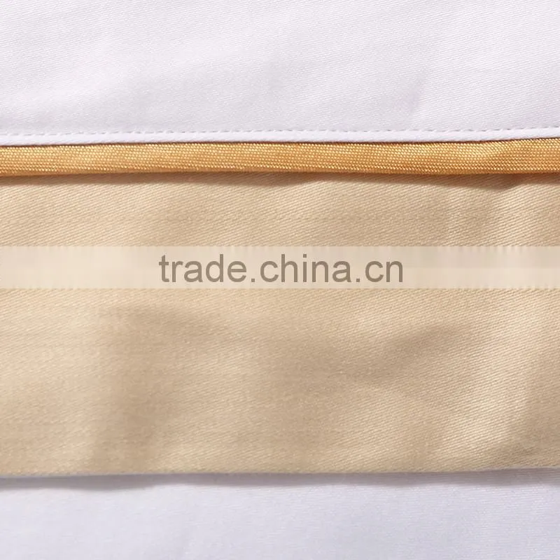 Luxury white and golden 800 thread count 100% cotton musical notes embroidery bedding set