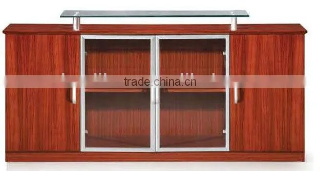 whitel glass door bookcase/wooden cabinet 09C-2C