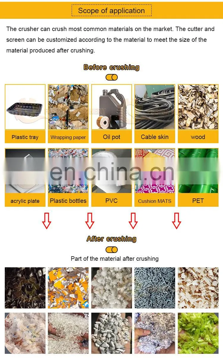pet recycling plastic bottle crusher plastic film crusher pp pe product crushing machine plastic shredder machine shredder