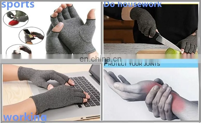 Cheap Half Finger Pain Relieve Compression Other Sports Gym Anti Slip Silicone Dots Arthritis Gloves