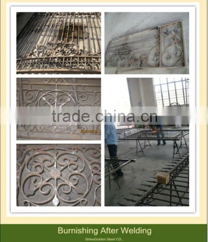 GYD-15Ba114 wrought iron gate and stone balcony railing floral ornaments