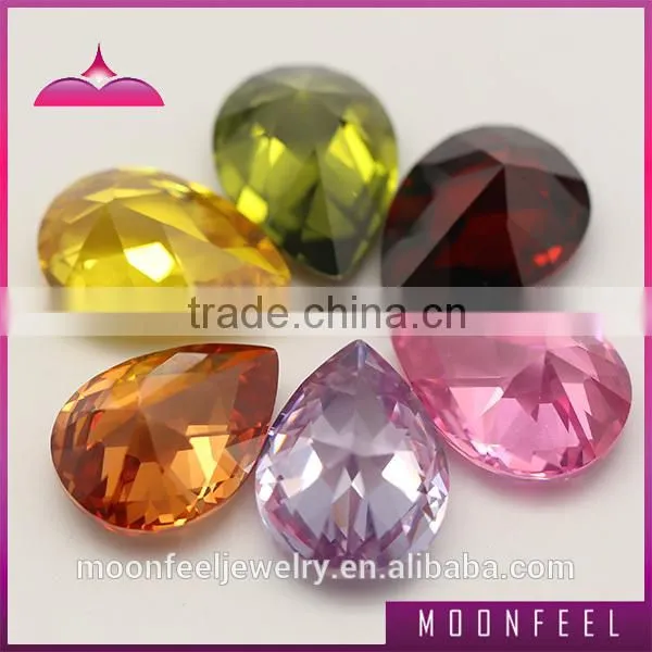 high quality checkerboard cut colour pear cubic zirconia stones