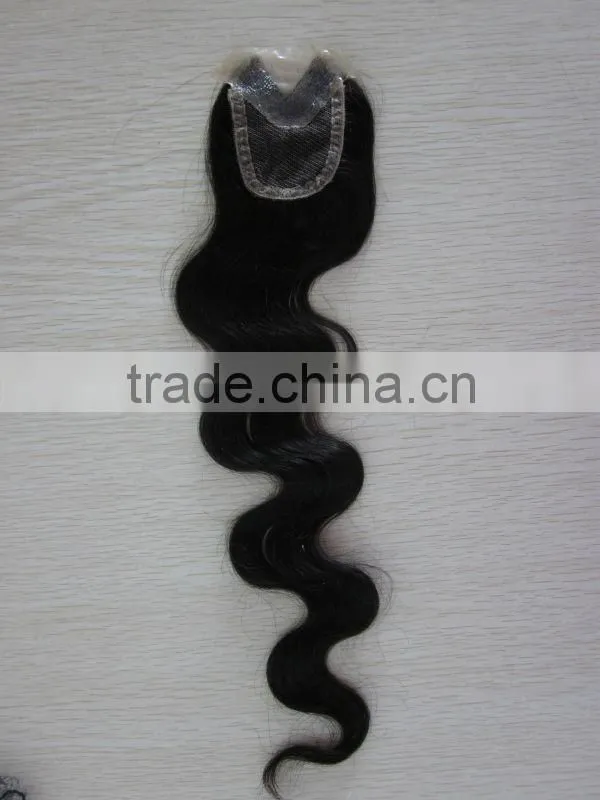human hair silk PU base top lace front closure hair pieces
