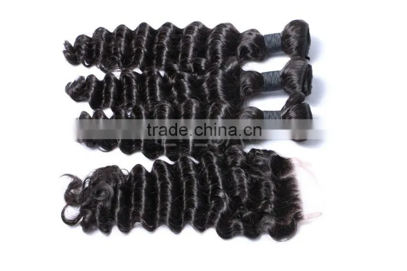 Deep wave human hair lace frontal closure, deep wave hair Brazilian virgin