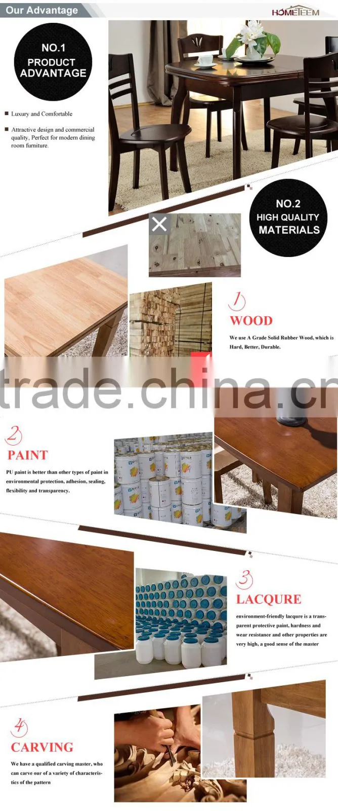 Cheap solid wood smail dining table