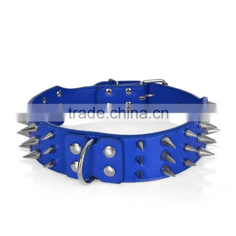 Wholesale three rows of sharp nails pet collars pu dog collar