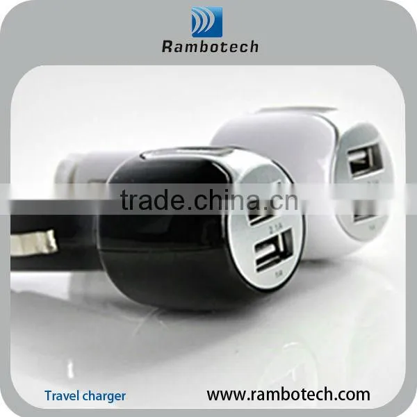 Cute size and nice design car charger dual usb