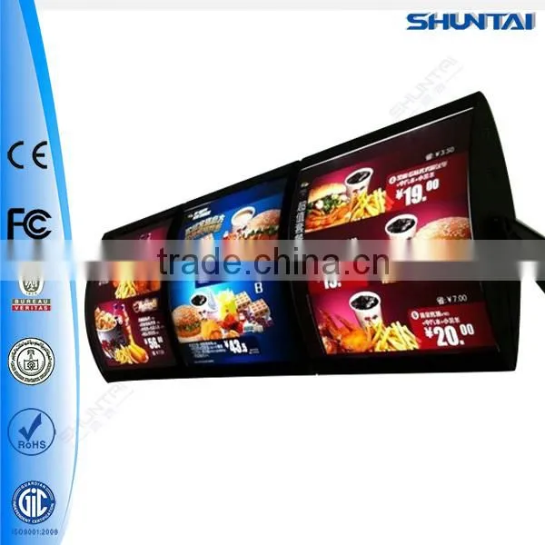 Double side rotating indoor round wall-mounted restaurant menu led light box
