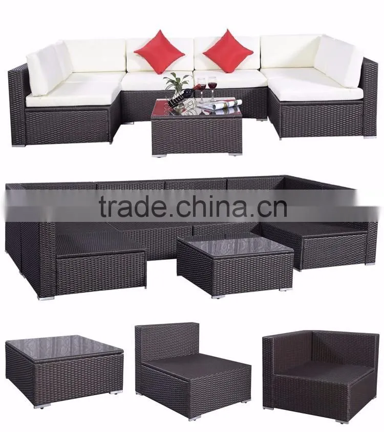 U Type Leisure Indoor Rattan Plastic Sectional Sofa Muebles De Jardin Vietnam Cebu Rattan Furniture