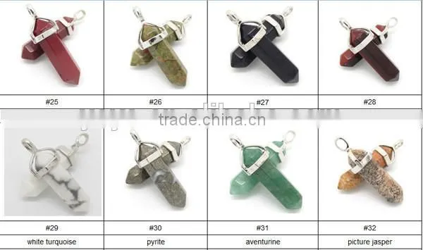 JF6888o Healing Reiki White Opal Gemstones Hexagonal Pointed Chakra Pendant