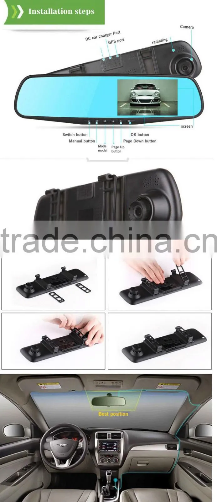 Car front and rear camera,full hd 1080p car camera