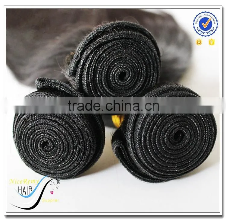wholesale top quality machine weft natural color 100% virgin human hair weaving
