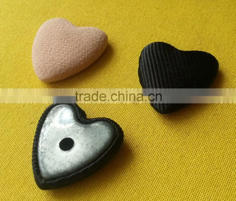 20MM heart Shape Fabric Covered Button with 3mm hole on back -- F1559