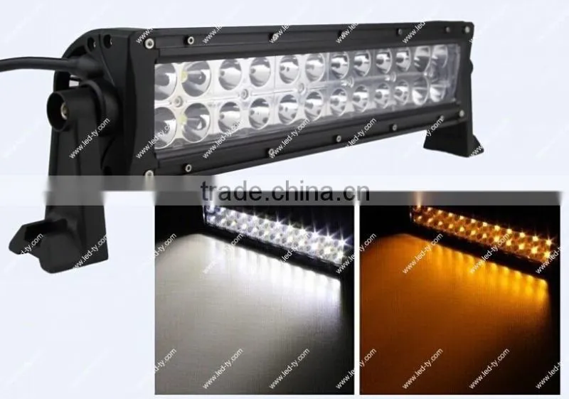 High Quality Amber and White LED Light Bar 13.5" LED Driving Light Bars 72w Car LED Light Bar