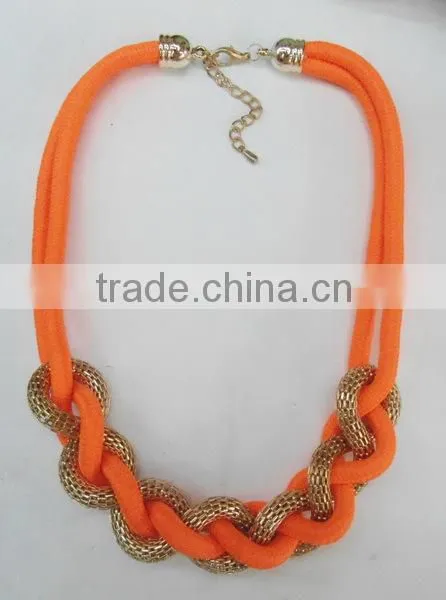 Rope braided neon colored necklace for 2015