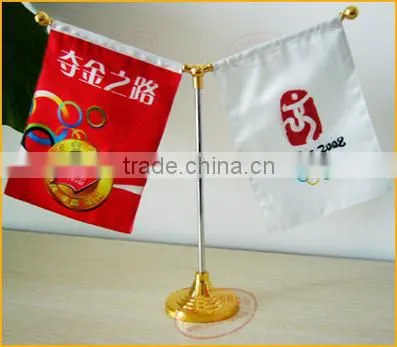 promotion polyester table flag desk flag with stainless stand