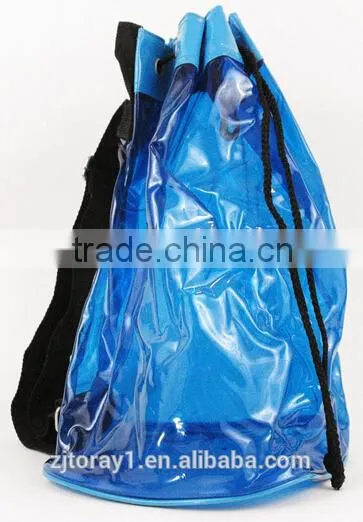 Blue Clear PVC Drawstring Bag PVC Promotional Bag