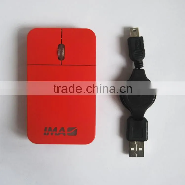 USB wired LED logo flat credit card gift slim mouse