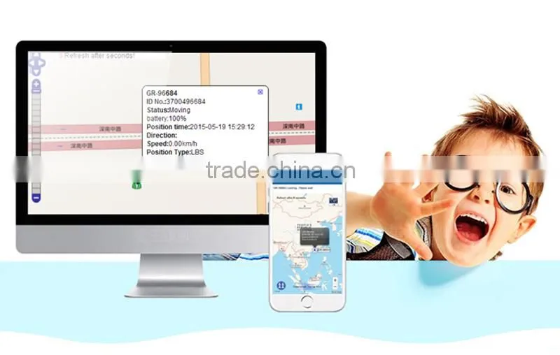 wrist watch wearable gps tracker for kids with SOS panic button, GPS+LBS, android and iOS app and long standby time