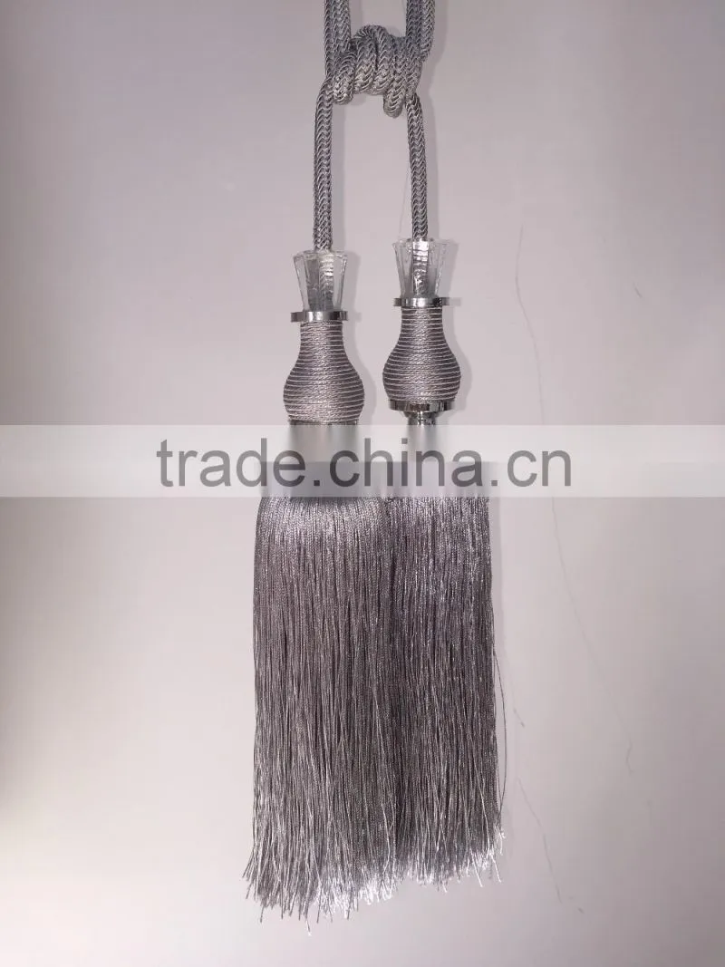 Curtain accessories wholesale tassels polyester material curtain tiebacks with crystal bead