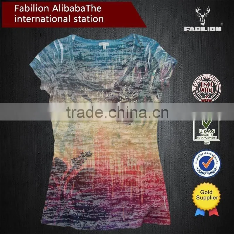 Summer big yards of cotton embroidered folk women's T-shirt of women knitting t shirt