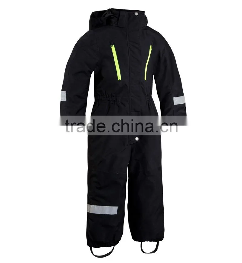 Waterproof kid ski suit one piece snow wear black