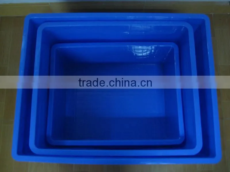 Plastic storage bin in warehouse, garage
