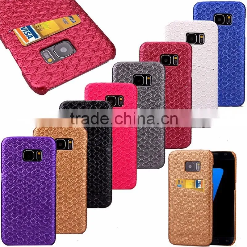 Scale pattern Skin leather case and PC hard cover with card slot on the back for iphone 6s Phone case