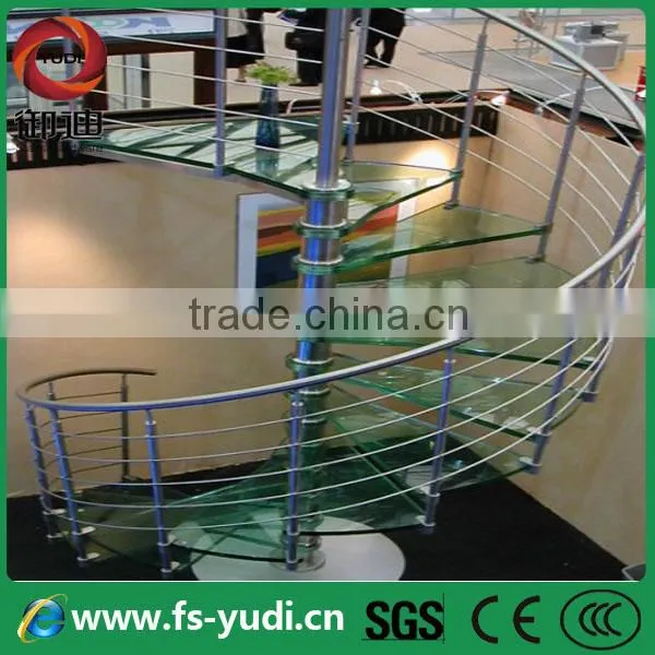 interior curved steel glass staircase factory