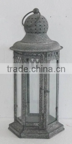 100521F- hexagonal metal candle lantern