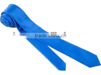 blue solid skinny tie necktie