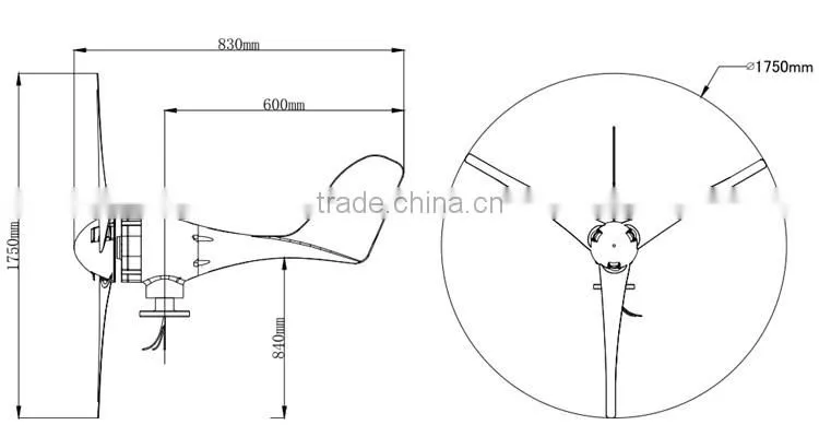 500w 12v 24v 48v small wind mill for home
