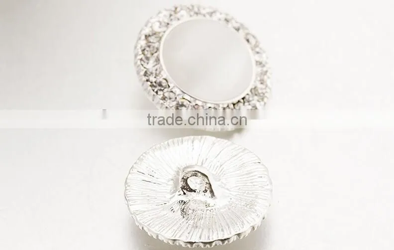 Crystal rhinestone buttons for wedding dress,Metal cost button for lady