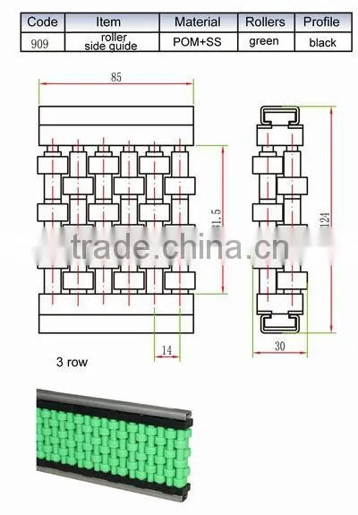Three Rows Roller Side Guides 909