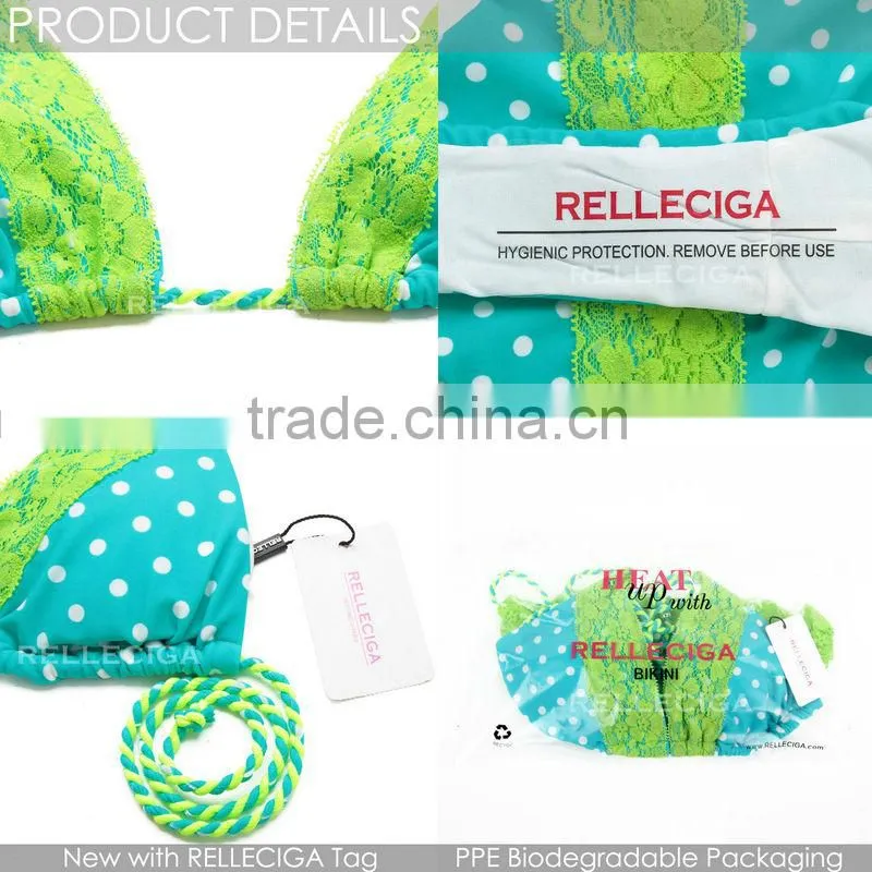 RELLECIGA 2016 Lace Triangle Bikini with Handmade Braided Ties