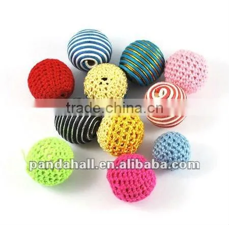 Mixed Handmade Wool Wrapped Wood Braided Beads, Big Hole Beads(CR176Y)