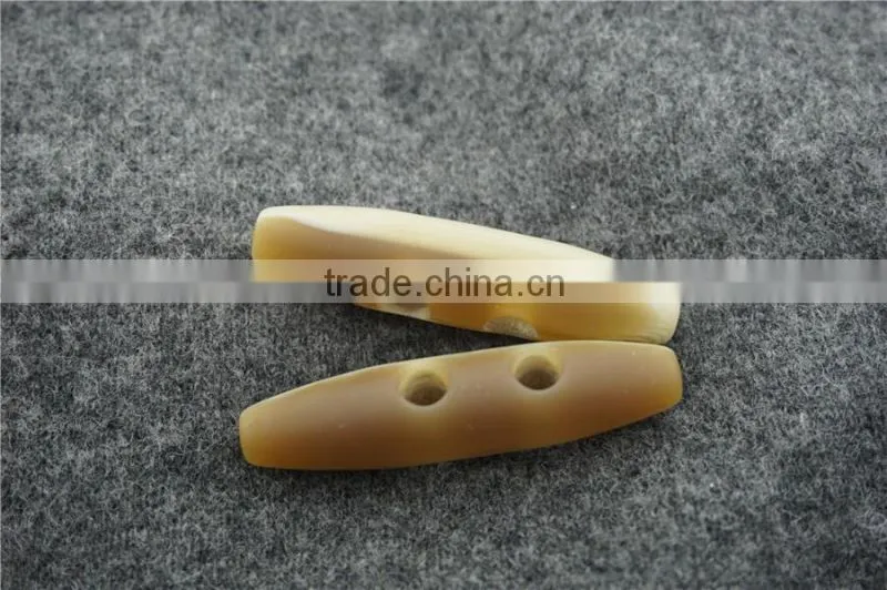 chinese button beige resin matt effect 2-holes bar toggle button for clothing