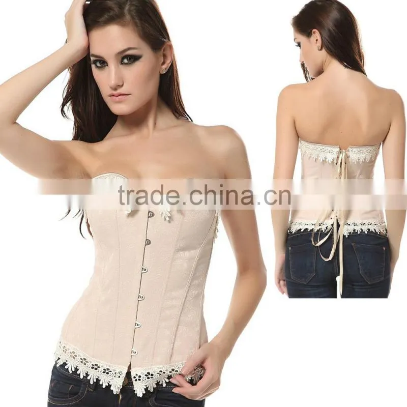Sexy Lace Brocade Steampunk Wait Training Corset with Steel Boned