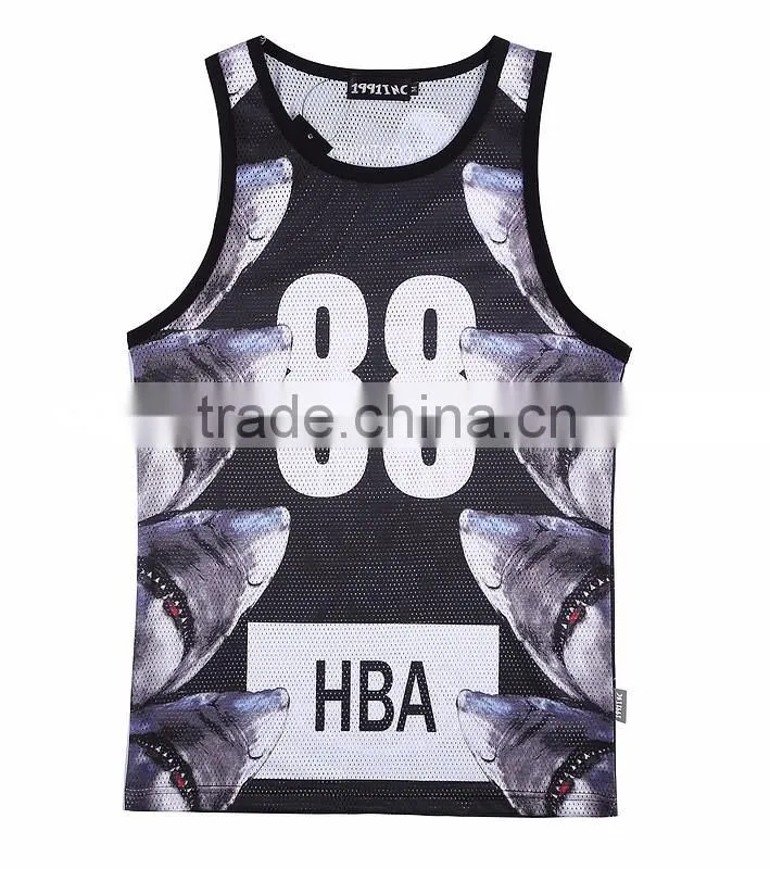 Fashion Custom Printing Wholesale Cotton Gym men Tank Tops Singlet