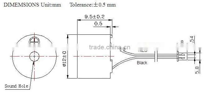 FBMB1295WC 5VDC New type Electromagnetic active buzzer with terminal (FBELE)