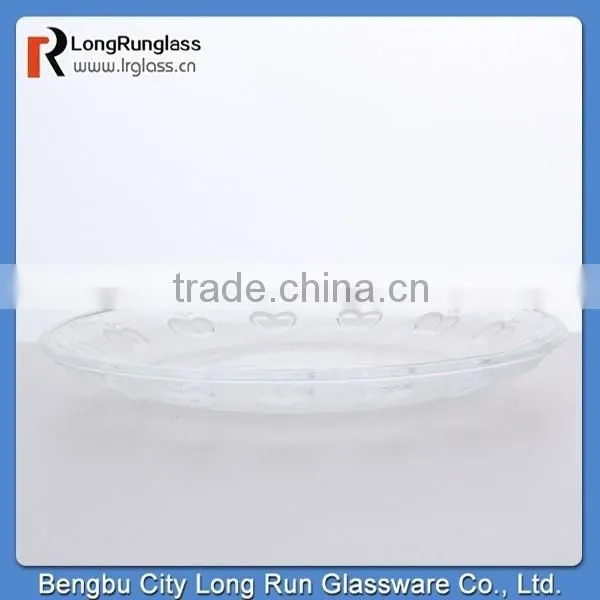 LongRun 2015 new design cystal glass fruit plate with apple pattern