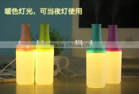 Cute Bottle Shape Mini Portable Air Humidifier Ultrasonic Humidifier With LED Night Lamp
