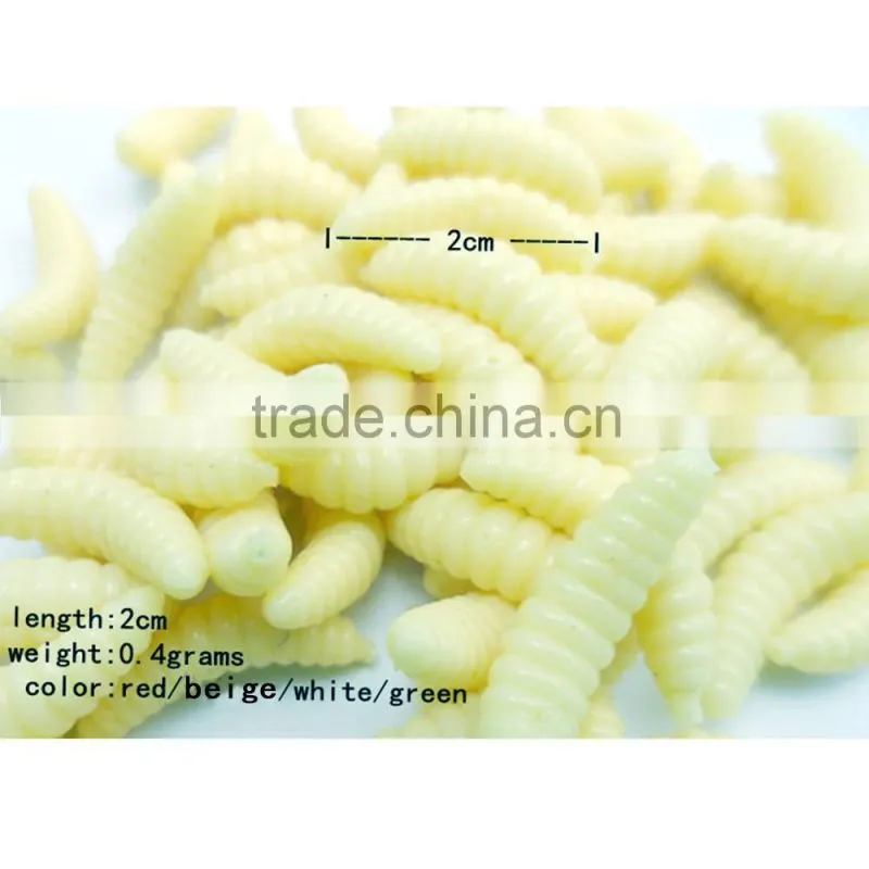 100Pcs 2cm 0.5g Artificial Soft Fishing Lures Lifelike Simulation Worm Maggot Grub Shape Baits Fishy Smell